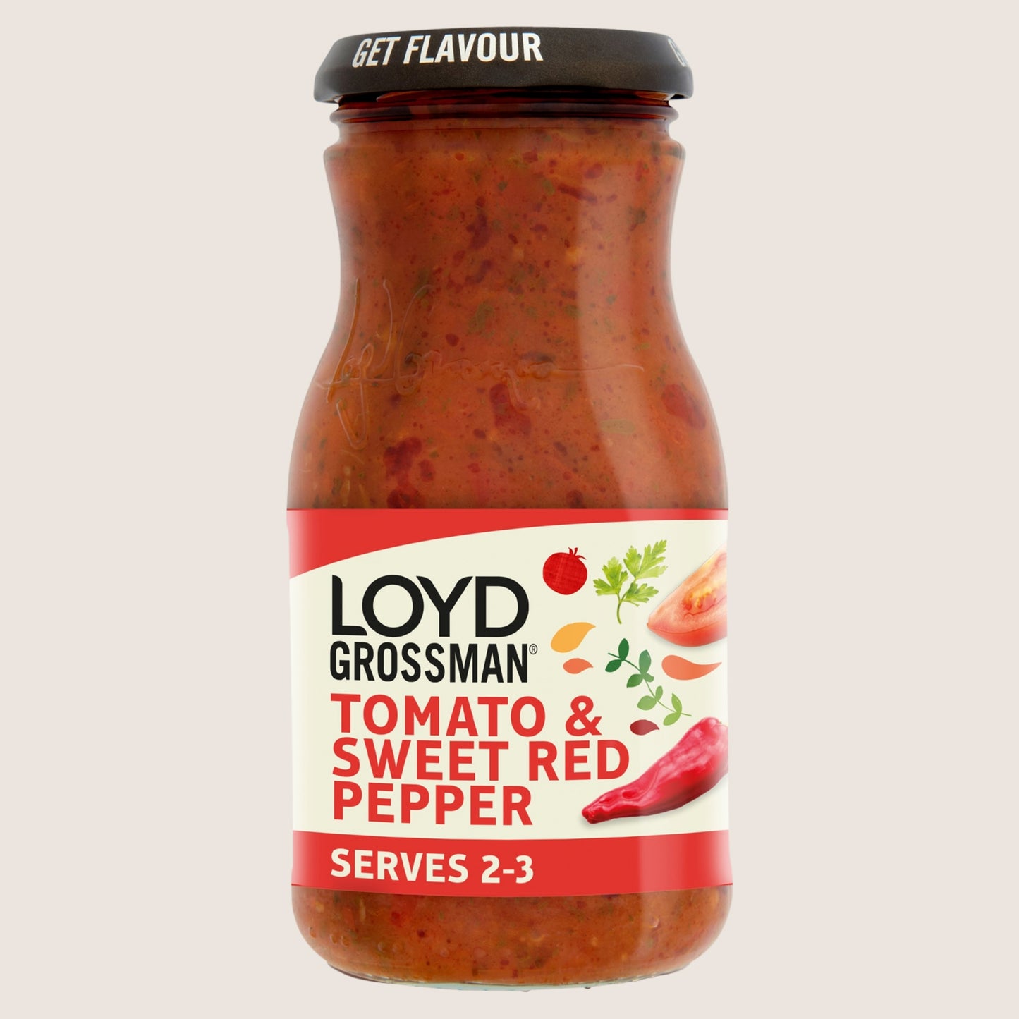 Loyd Grossman Tomato & Sweet Red Pepper Pasta Sauce No Artificial Additives 350g