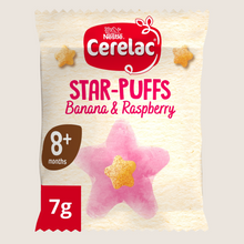 Cerelac Banana & Raspberry Star-Puffs Baby Finger Food 8+ Months No Artificial Additives 7g
