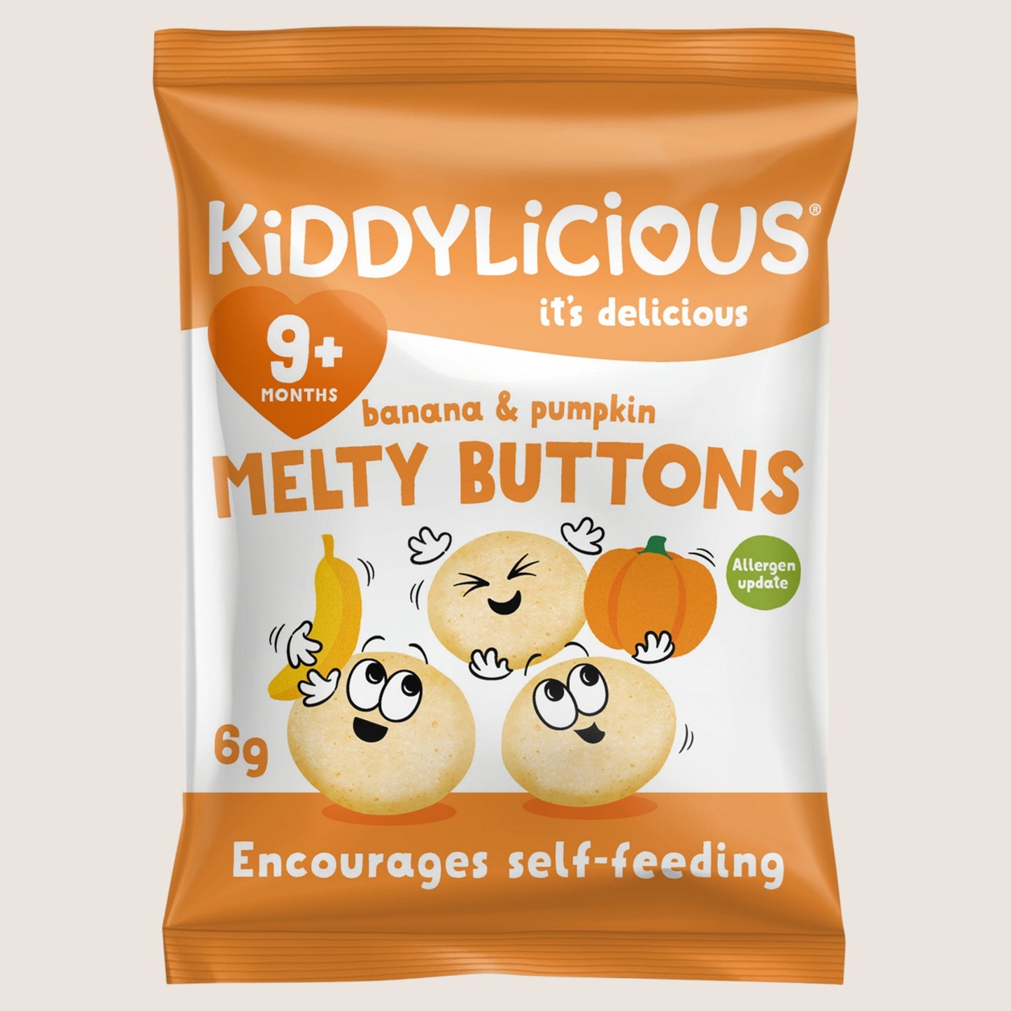 Kiddylicious Banana & Pumpkin Melty Buttons 9+ Months Gentle Formula 6g