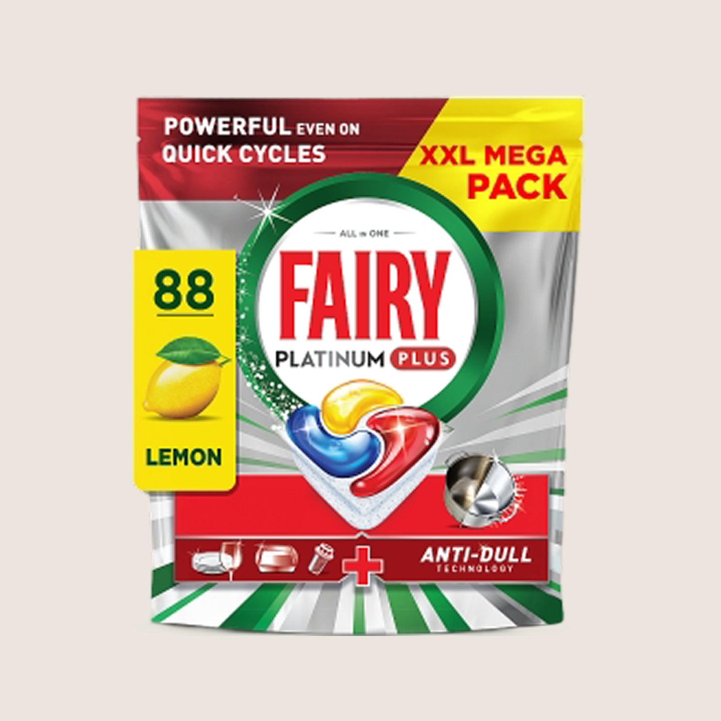 Fairy Platinum Plus Dishwasher Tablets Lemon, 88 Capsules