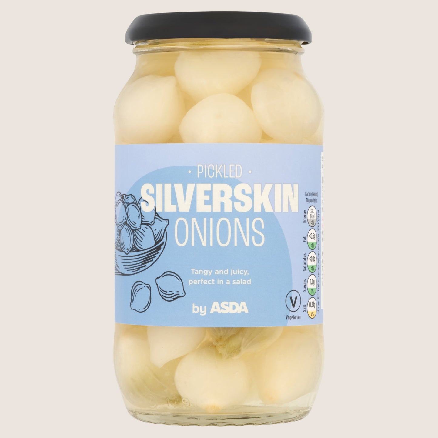ASDA Pickled Silverskin Onions No Artificial Additives 440g