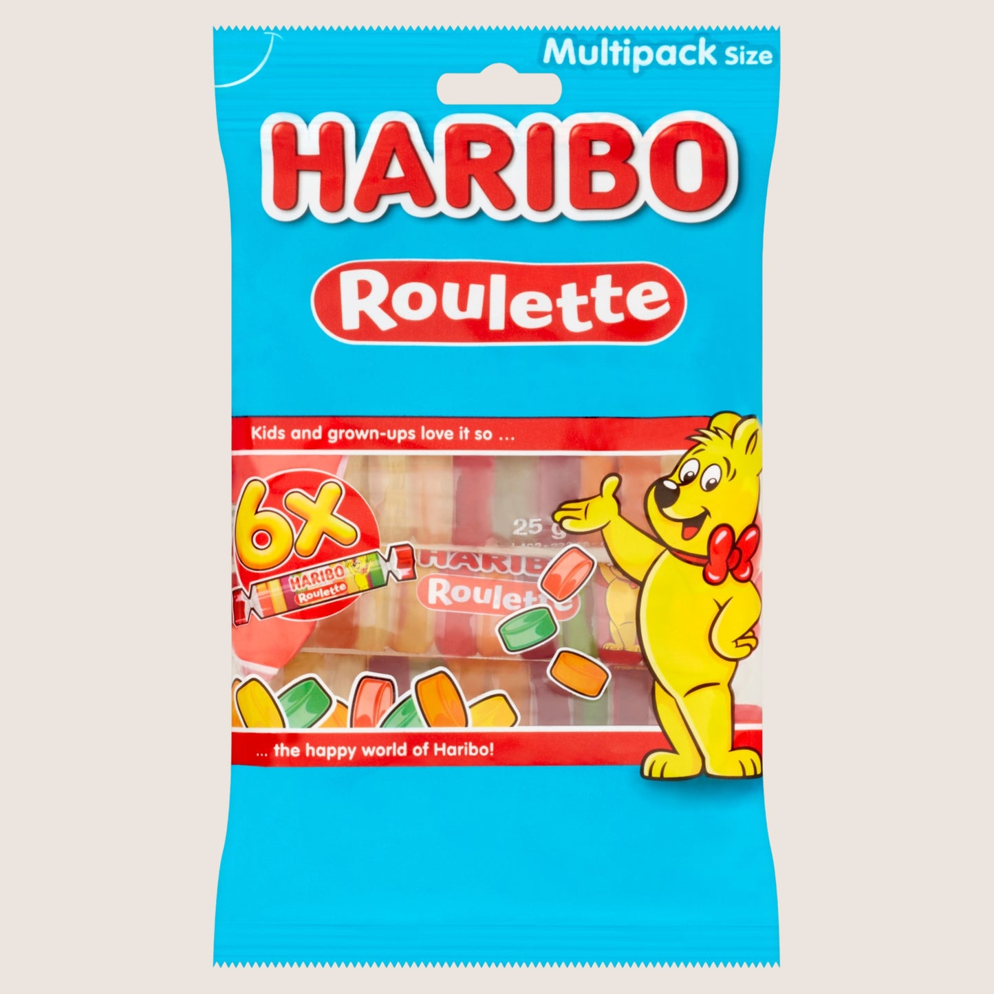 Haribo Mega-Roulette Jelly Fruit Sweets 6x25g