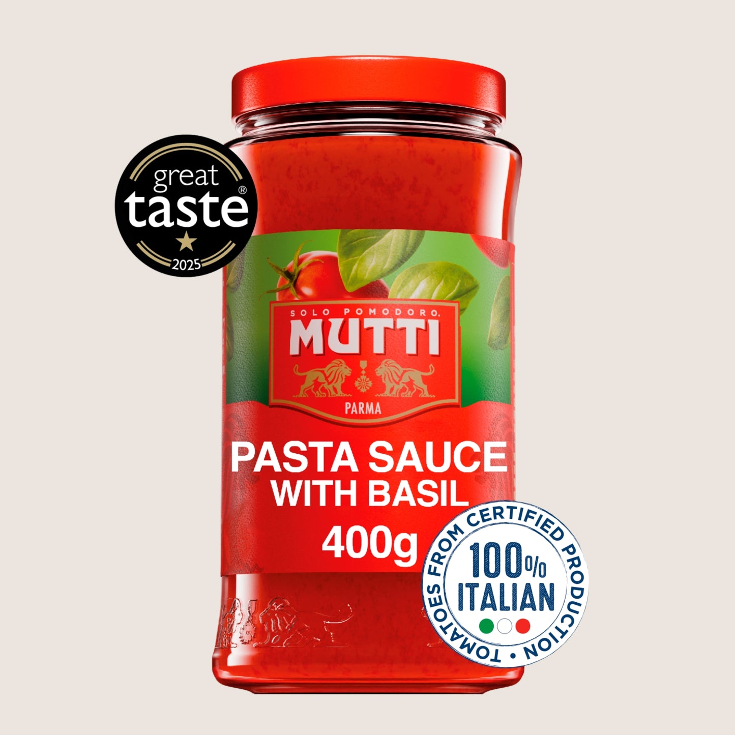 Mutti Tomato Pasta Sauce with Basil No Added Sugar 400g