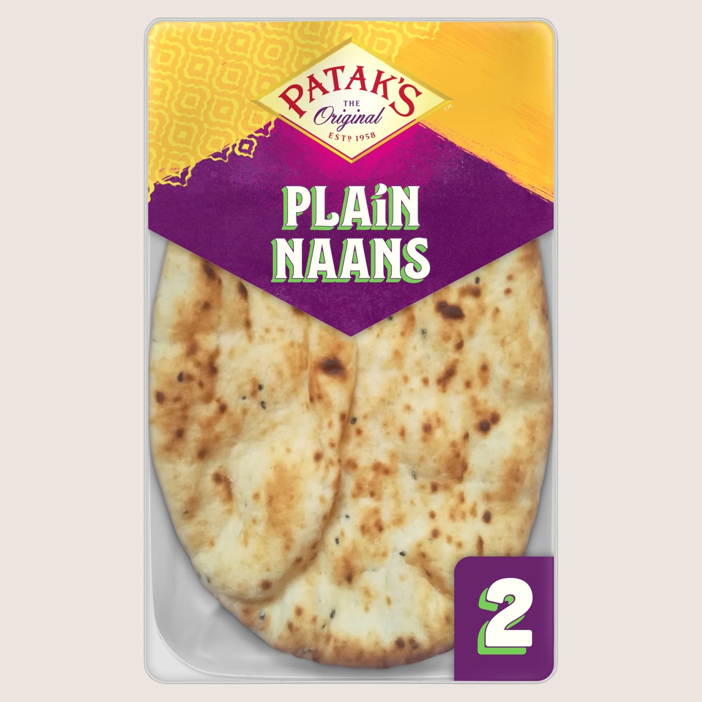 Patak's Plain Naan Breads x 2 No Artificial Additives