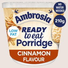 Ambrosia Ready to Eat Porridge Oat Cereal Pot Sweet Cinnamon Vitamin Fortified 210g