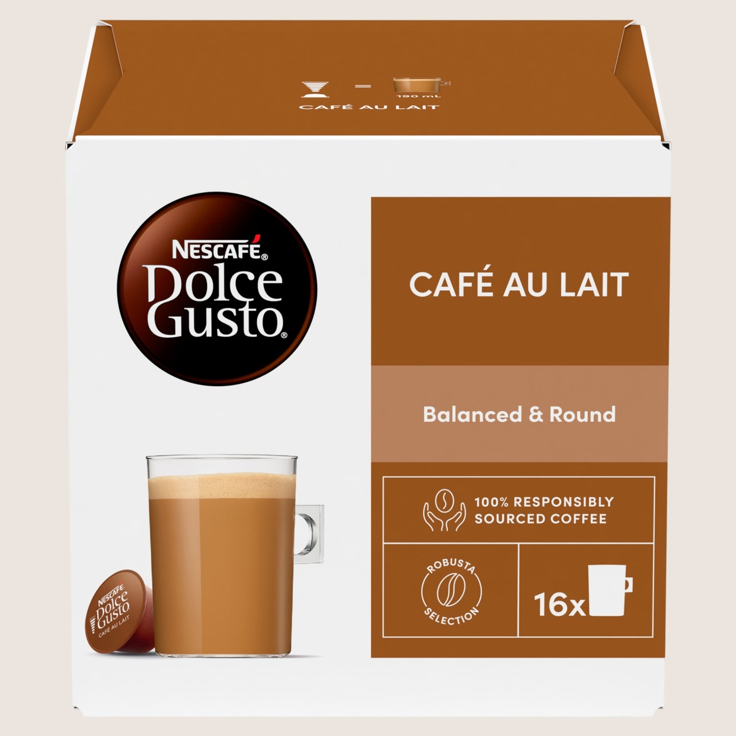 Nescafé Café Au Lait Coffee Pods x16 No Artificial Additives