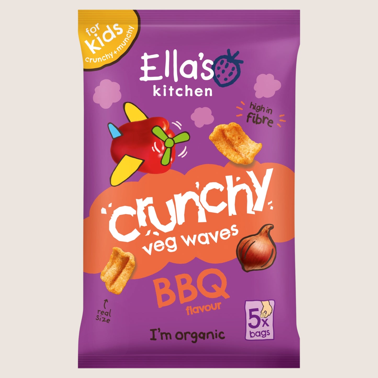 Ella's Kitchen BBQ Flavour Crunchy Veg Waves No Artificial Additives 5 x 10g