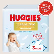 Huggies ® Huggies Pure Extra Care Sensitive Plastic Free Baby wipes - 3 packs of Sensitive Skin 48 Wipe