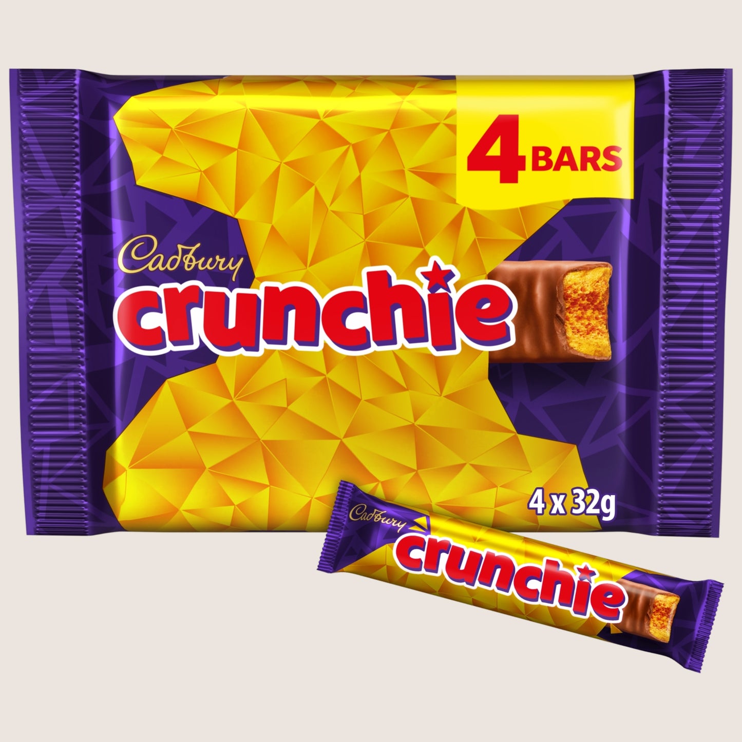 Cadbury Crunchie Chocolate Bar 4 Pack 4 x 32g
