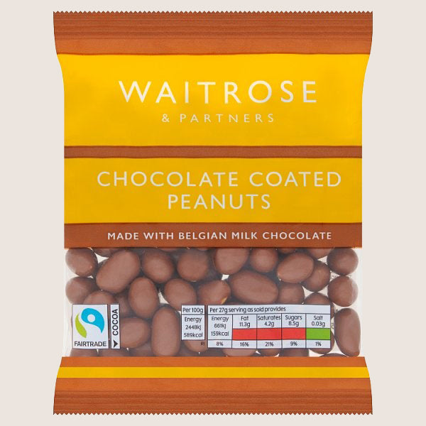 Waitrose Chocolate Coated Peanuts Pure Indulgence 135G