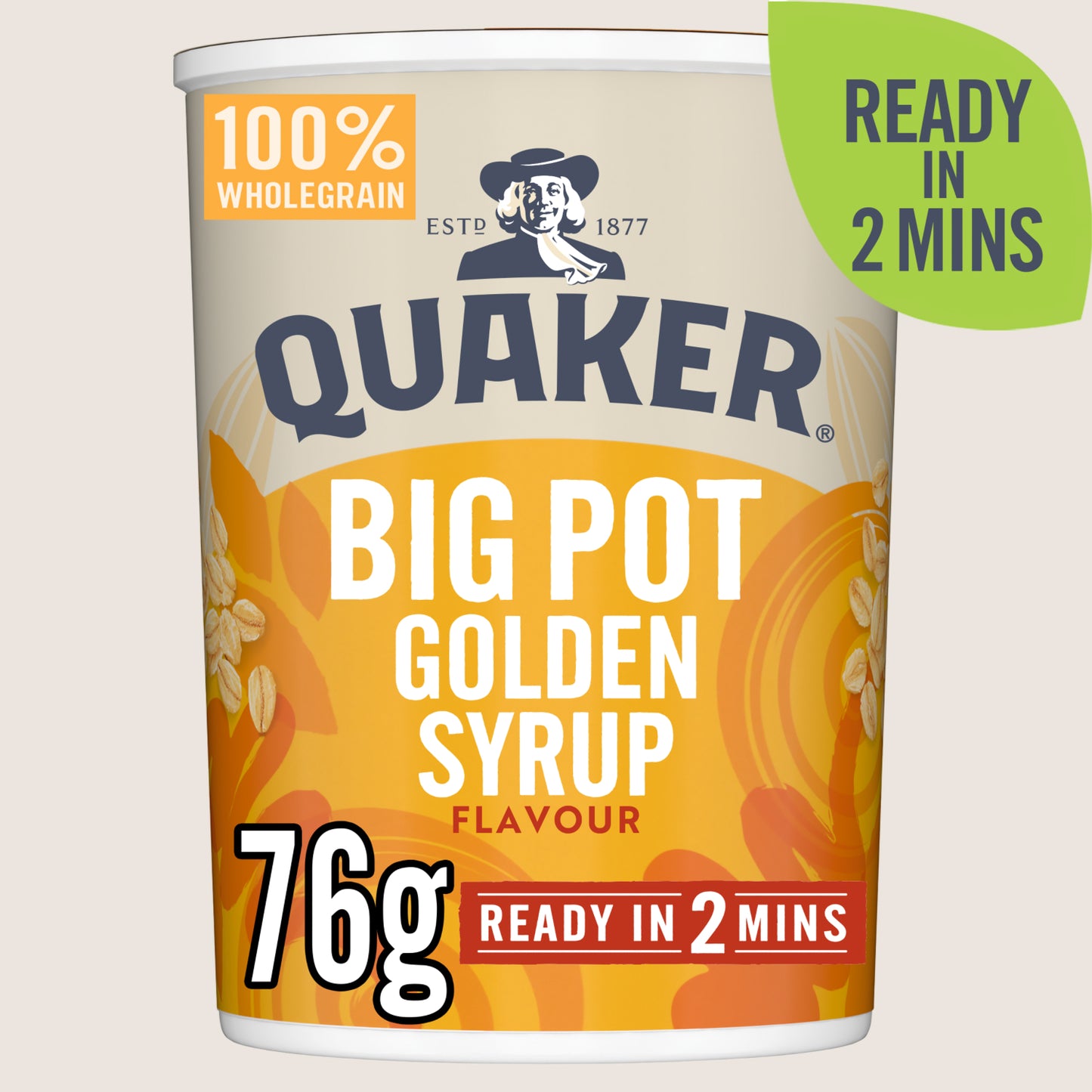 Quaker Golden Syrup Porridge Big Pot Vitamin Fortified 76g