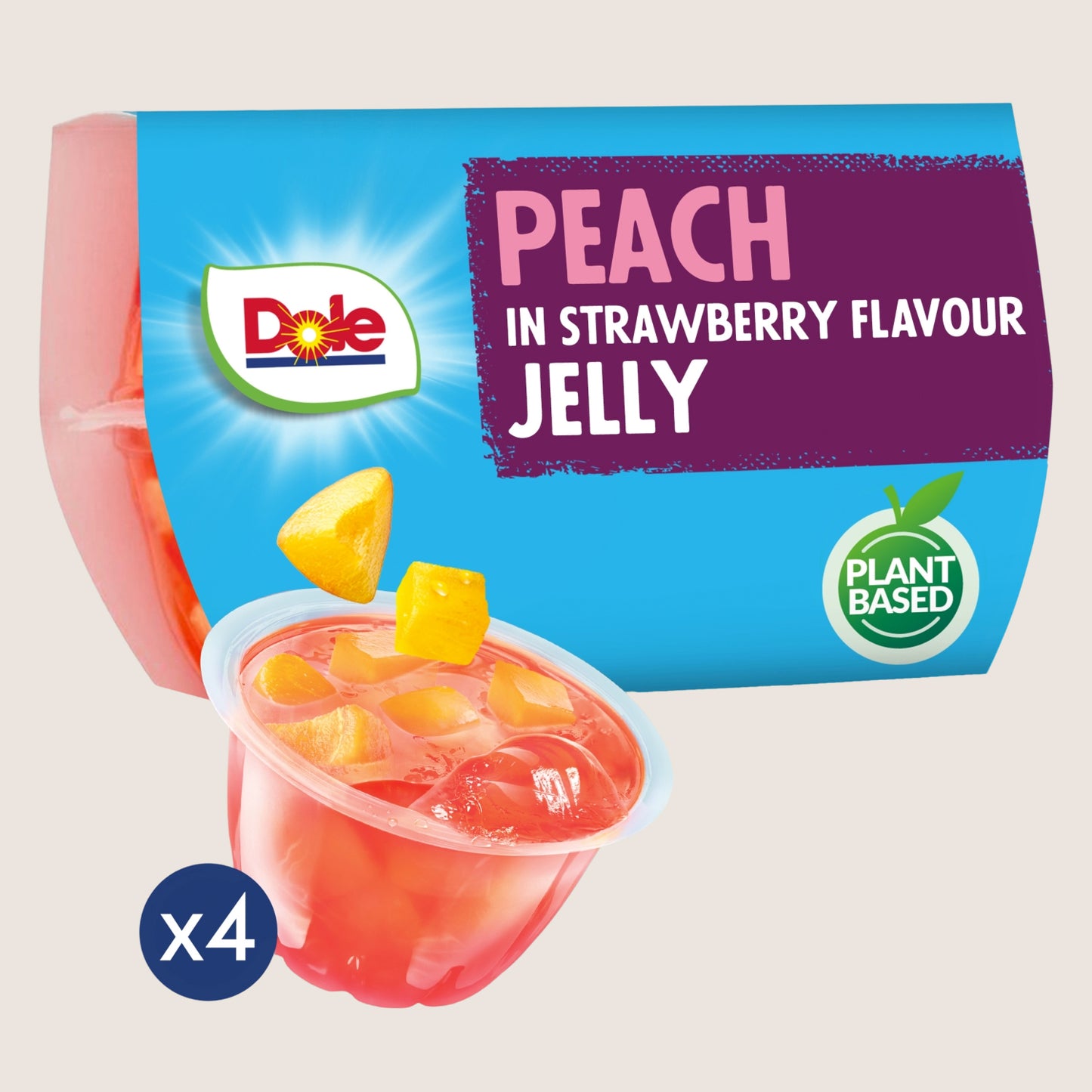 Dole Peach in Strawberry Flavour Jelly Gluten Free 4 x 123g