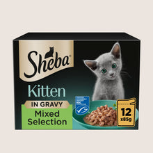 Sheba Mixed Selection Kitten Wet Cat Food in Gravy Pouch For Growing Pets 12 x 85g