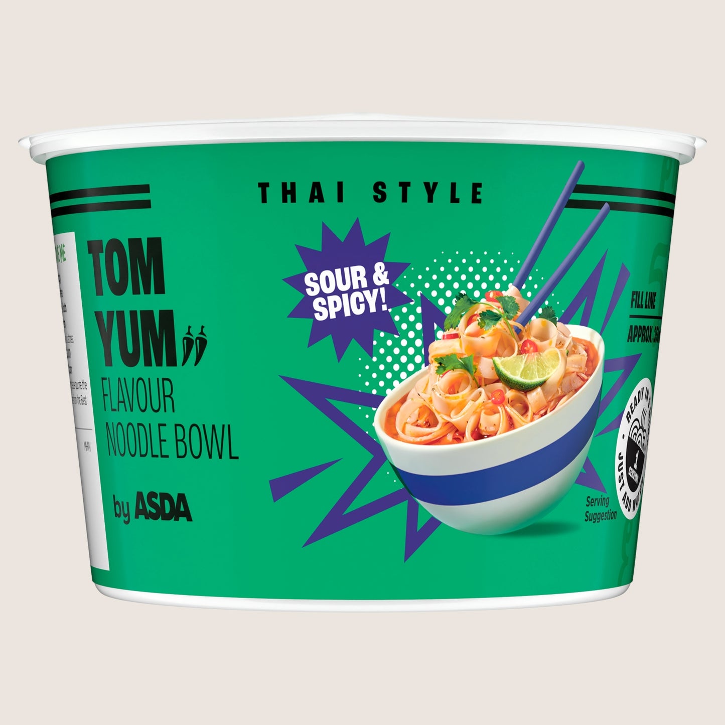ASDA Thai Style Tom Yum Flavour Noodle Bowl Ready in Minutes 66g