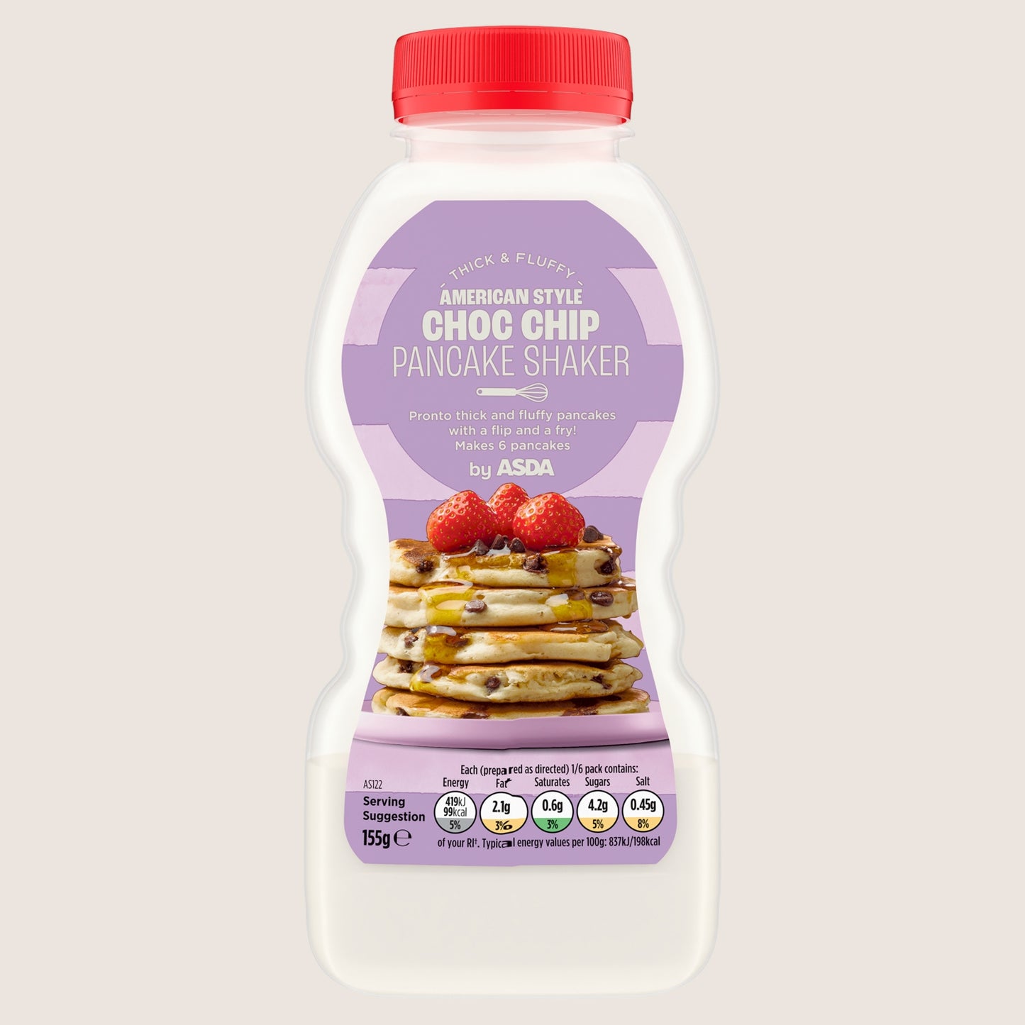 ASDA American Style Choc Chip Pancake Shaker Vitamin Fortified 155g