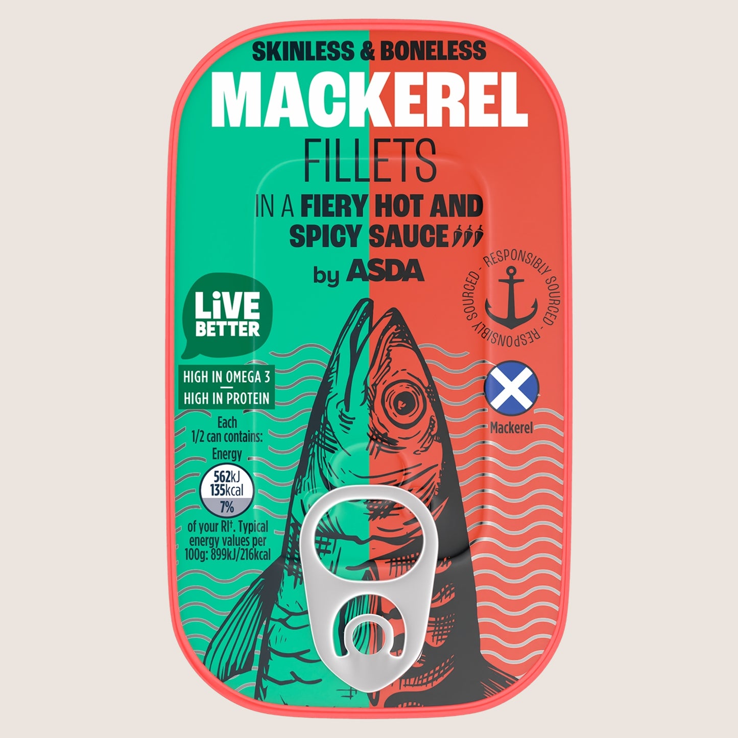 ASDA Mackerel Fillets in a Fiery Hot and Spicy Sauce High in Protein 125g