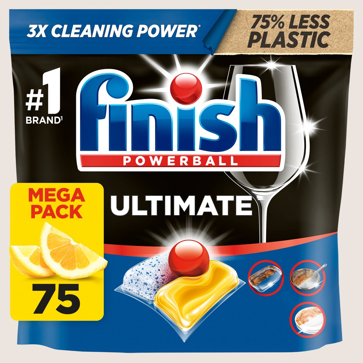 Finish Ultimate All In One Dishwasher Tablets Lemon - 75 Tabs