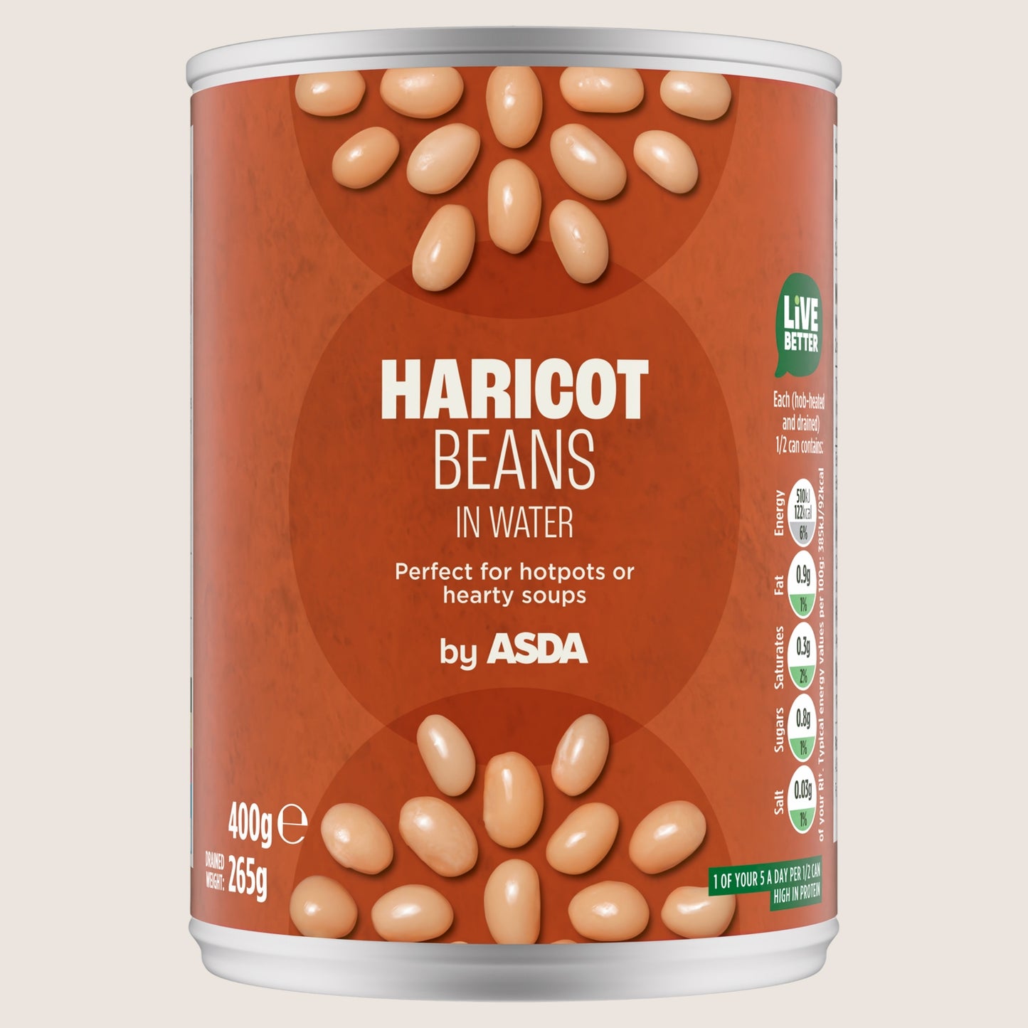 ASDA Haricot Beans in Water In Spring Water 400g