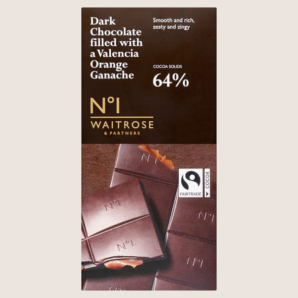 Waitrose No.1 Dark Chocolate filled with a Valencia Orange Ganache Pure Indulgence 90G