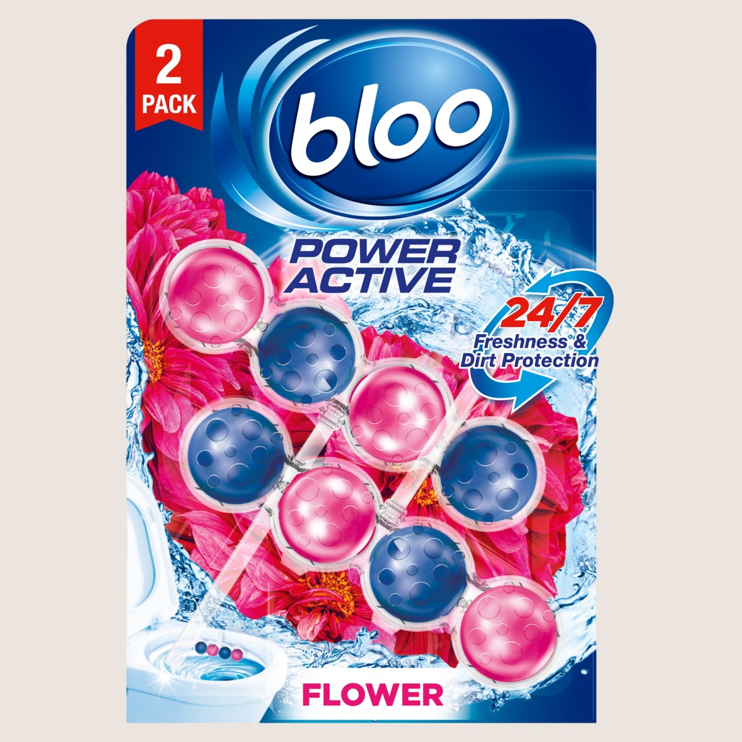 Bloo Power Active Flower Toilet Rim Blocks 2 x 50g