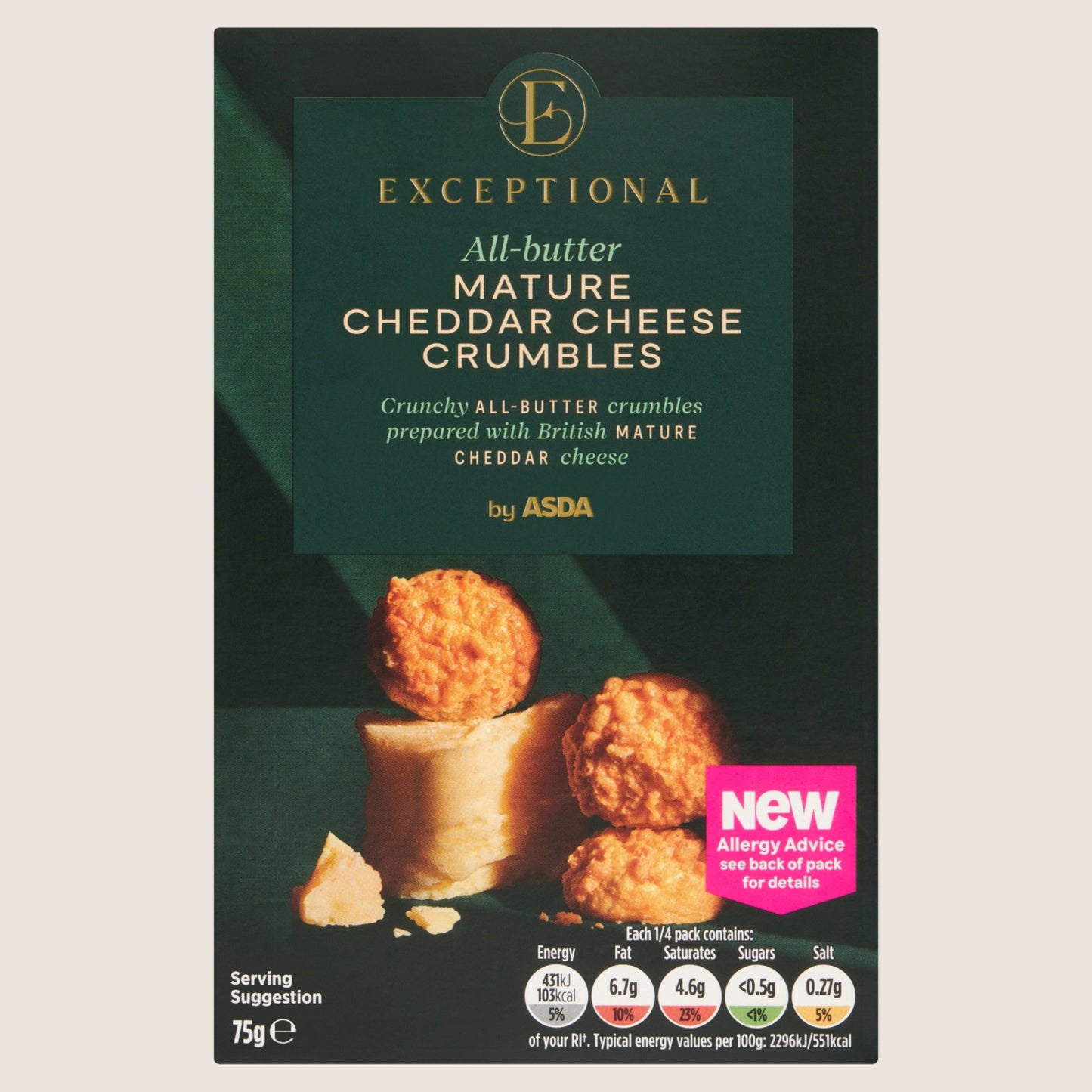 ASDA Extra Special Exceptional by All-Butter Mature Cheddar Cheese Crumbles Free From Artificial Additives 75g