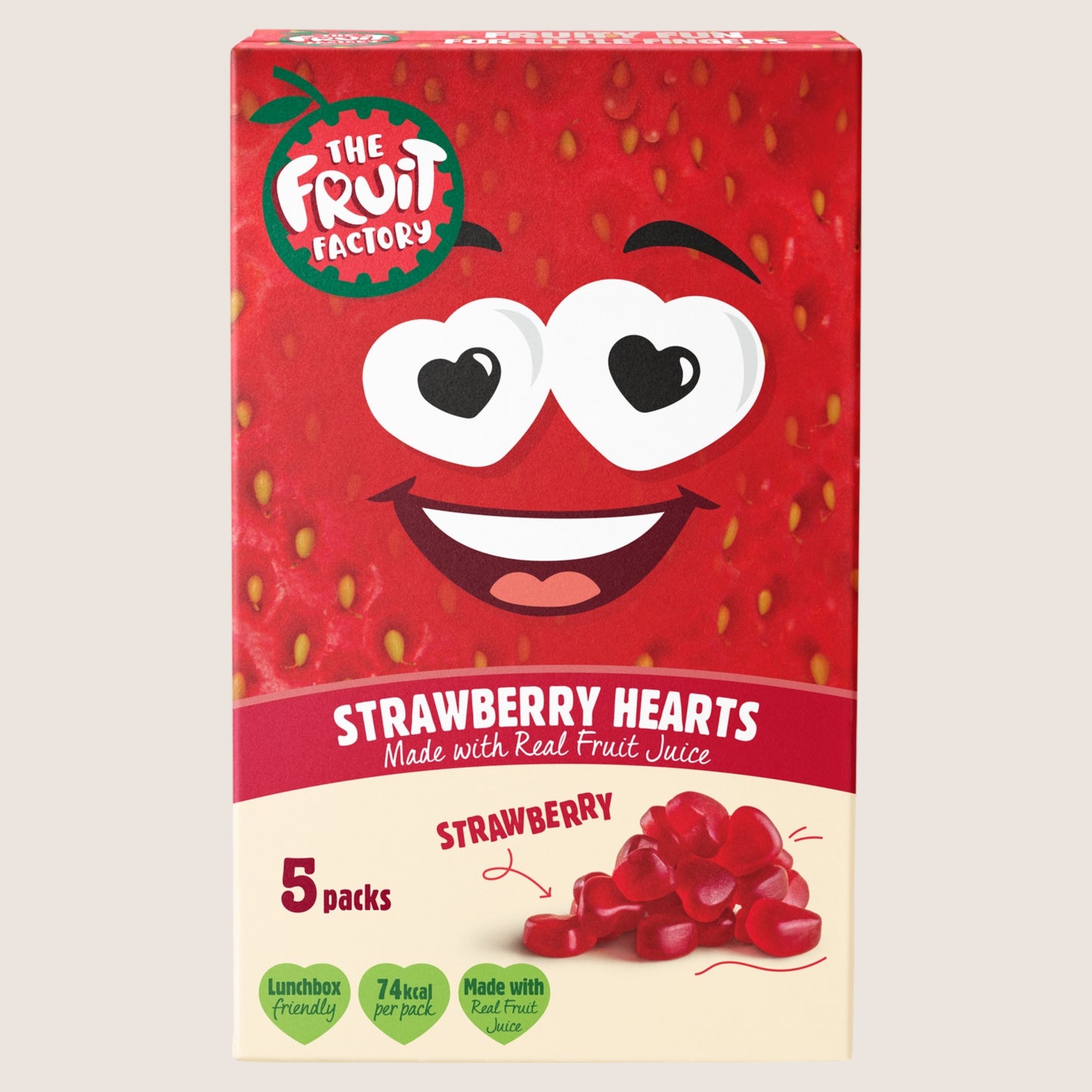 The Fruit Factory Strawberry Hearts No Artificial Additives 5 x 20g