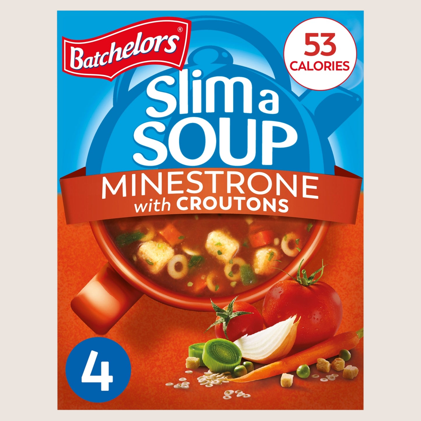 Batchelors Slim a Soup Minestrone with Croutons 4 Sachets No Artificial Additives 61g