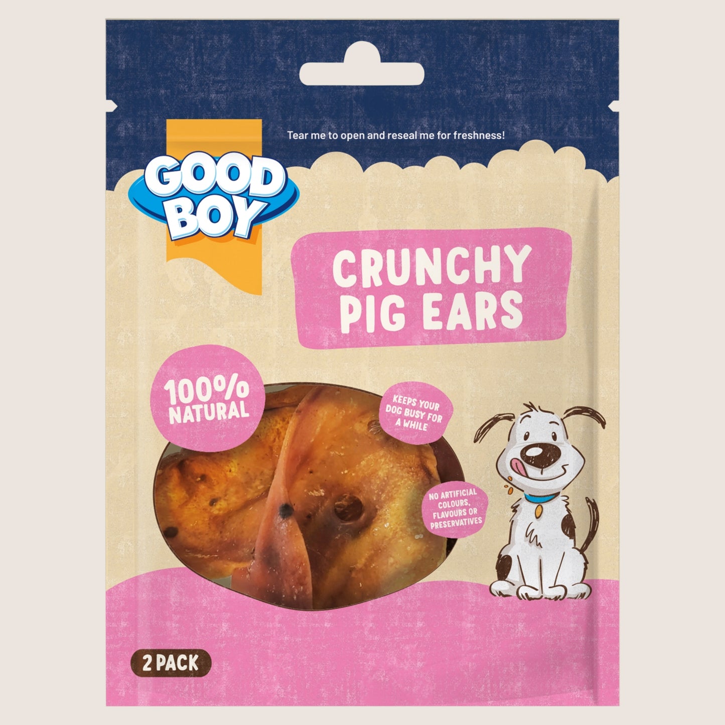 Good Boy 2 Crunchy Pigs Ears No Artificial Additives