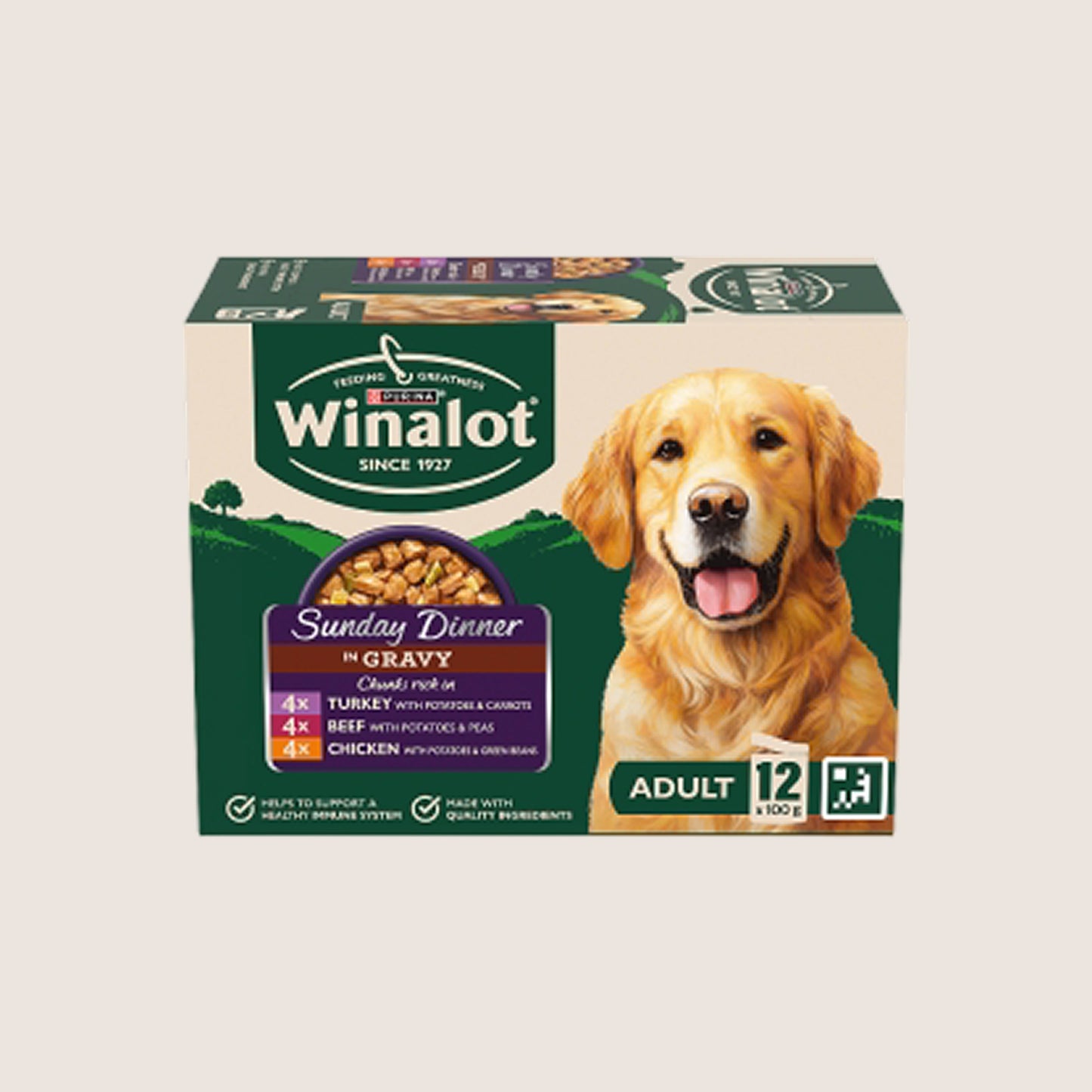 Winalot Sunday Dinner Mixed in Gravy Wet Dog Food Complete Nutrition 12x100g