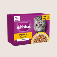 Whiskas 1+ POULTRY Feasts Wet Cat Food Pouches in Jelly With Taurine 12 x 85g