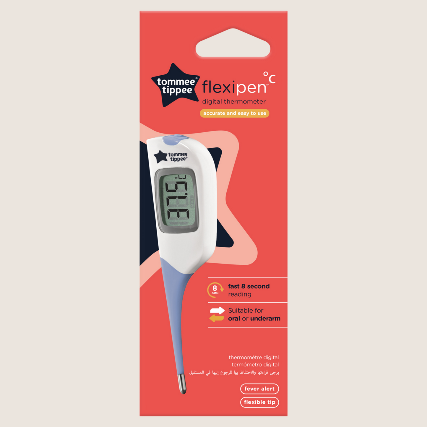 Tommee Tippee FlexiPen Thermometer 8 Second Underarm & Under Tongue Reading, Suitable from Birth