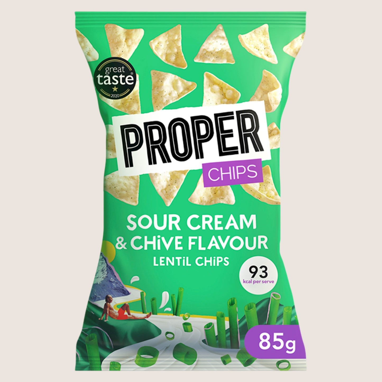 Proper chips Sour Cream & Chive Flavour Lentil Chips Gluten Free 85g