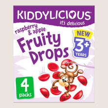 Kiddylicious Raspberry & Apple Fruity Drops Kids Snacks No Artificial Additives 4x16g
