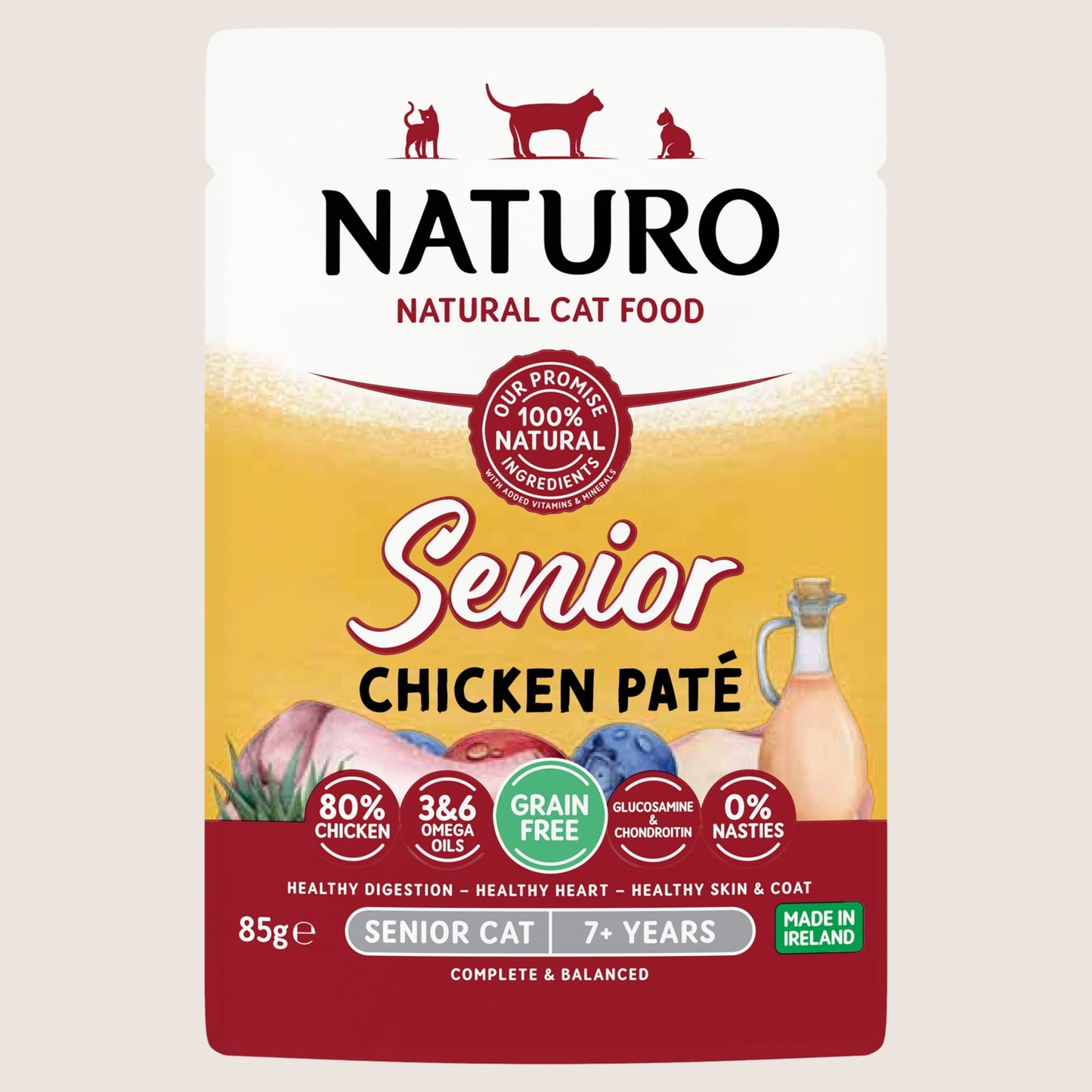 Naturo Natural Cat Food Chicken Paté Senior Cat 7+ Years Grain Free 85g