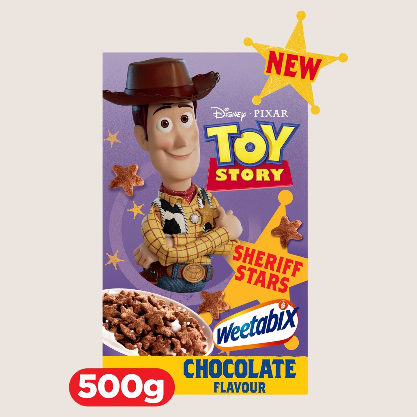 Weetabix Disney Pixar Toy Story Chocolate Flavour Sheriff Stars Wholegrain 500g