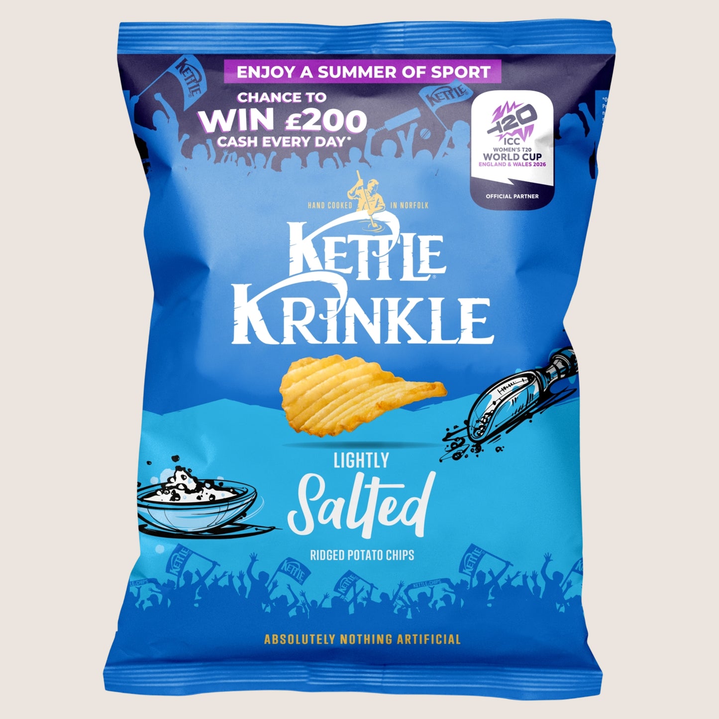 Kettle Krinkle Lightly Salted Ridged Potato Chips Gluten Free 130g