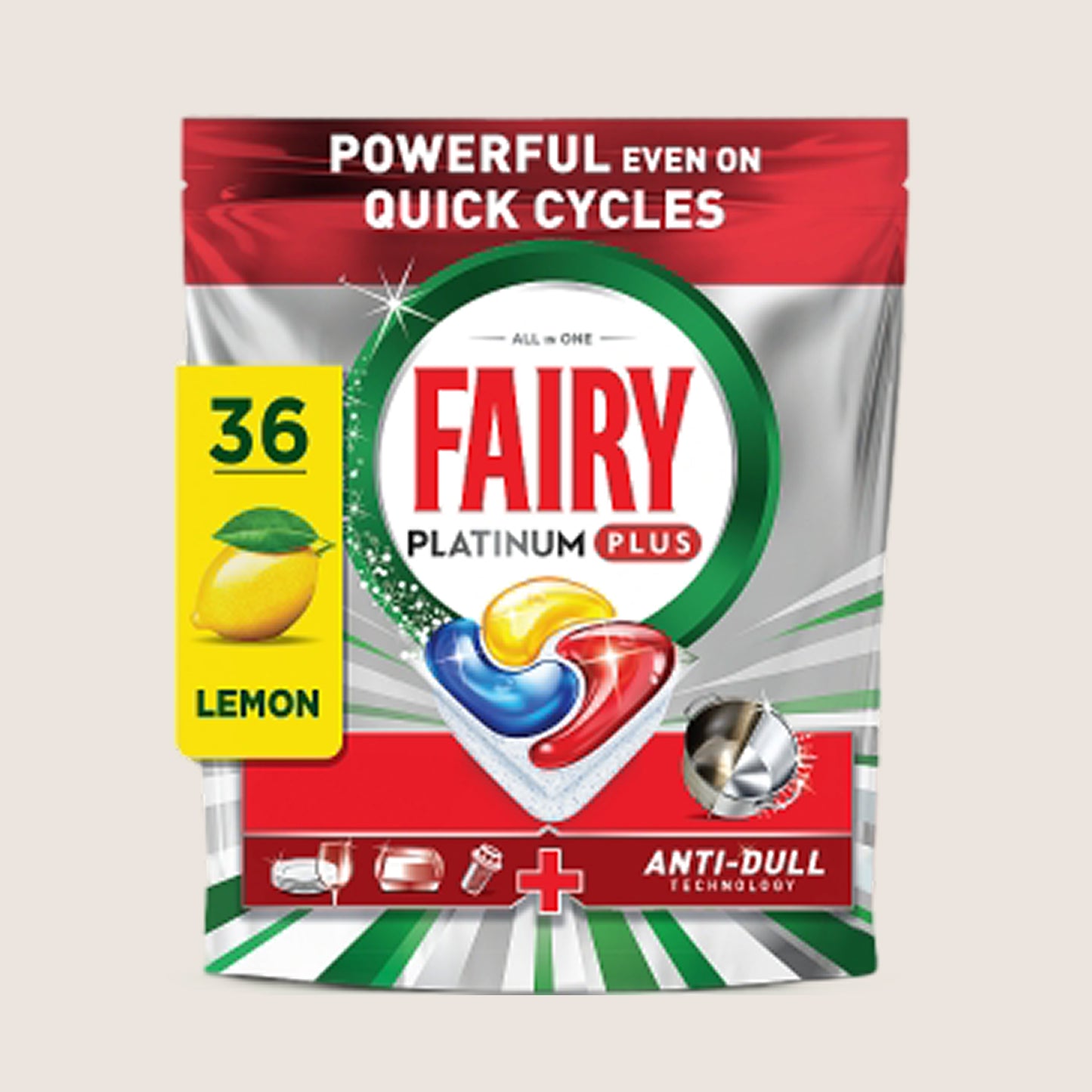 Fairy Platinum Plus Dishwasher Tablets Lemon, 36 Capsules