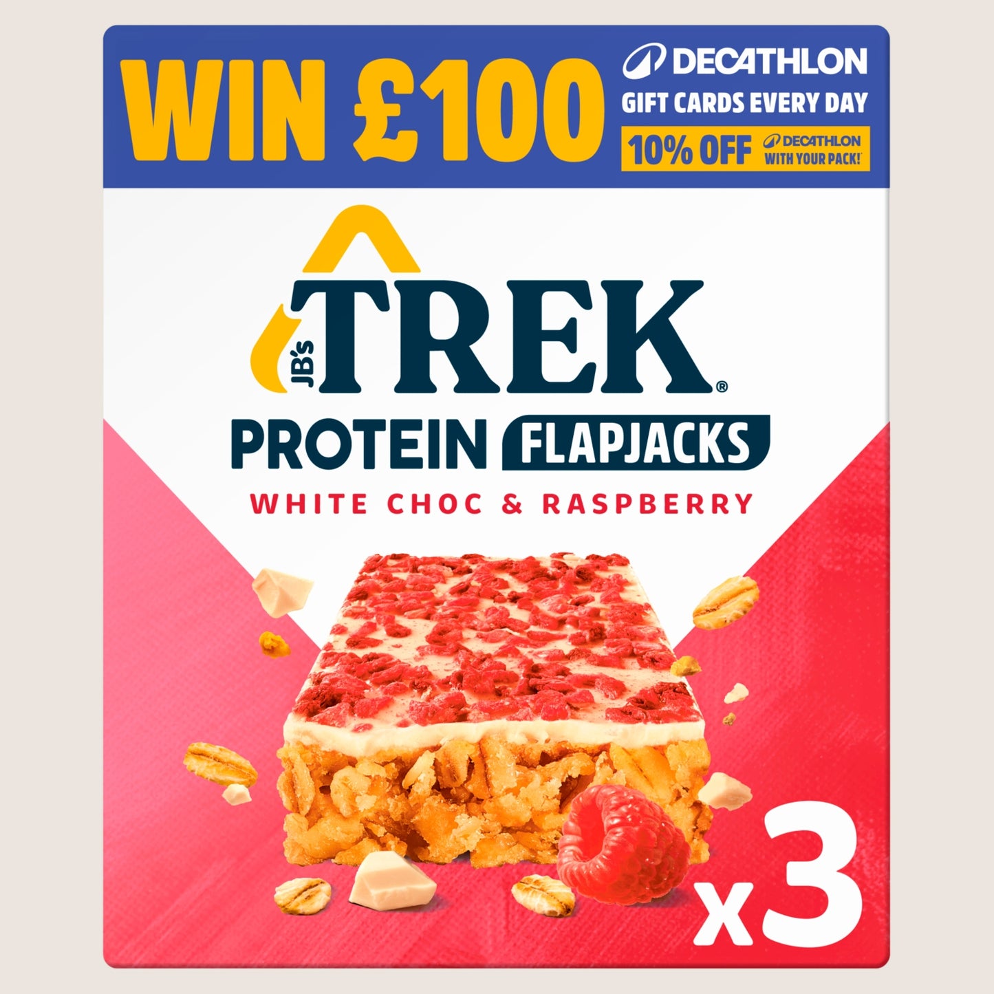 Trek Protein Flapjack White Choc & Raspberry Protein 3 x 40g