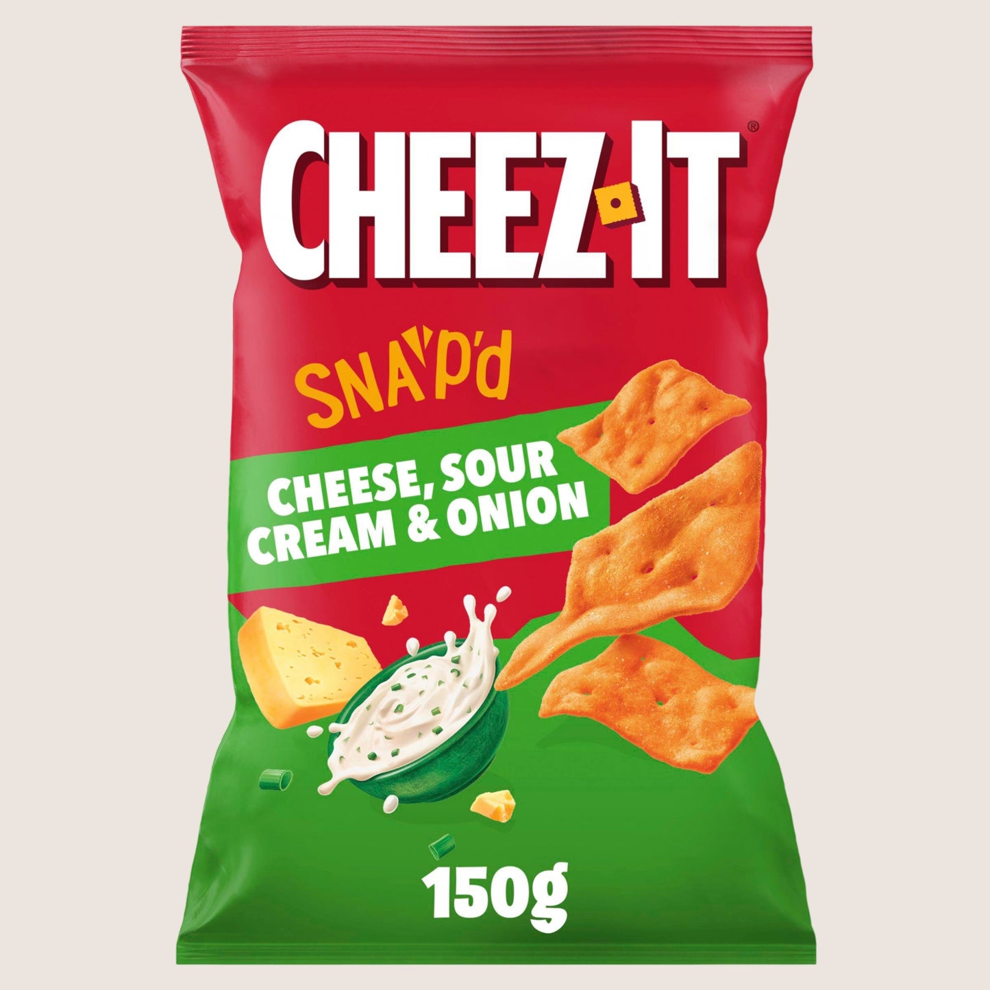 Cheez-It Cheese Sour Cream & Onion Thin & Crispy Baked Snacks Baked Not Fried 150g