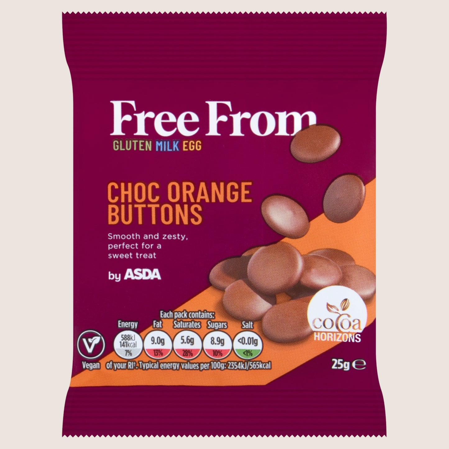 ASDA Free From Free From by Choc Orange Buttons 25g