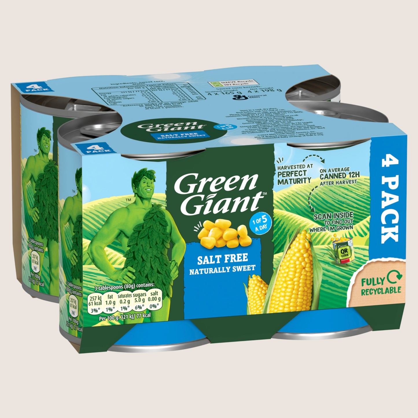 Green Giant Salt Free Cupboard Essential 4 x 198g