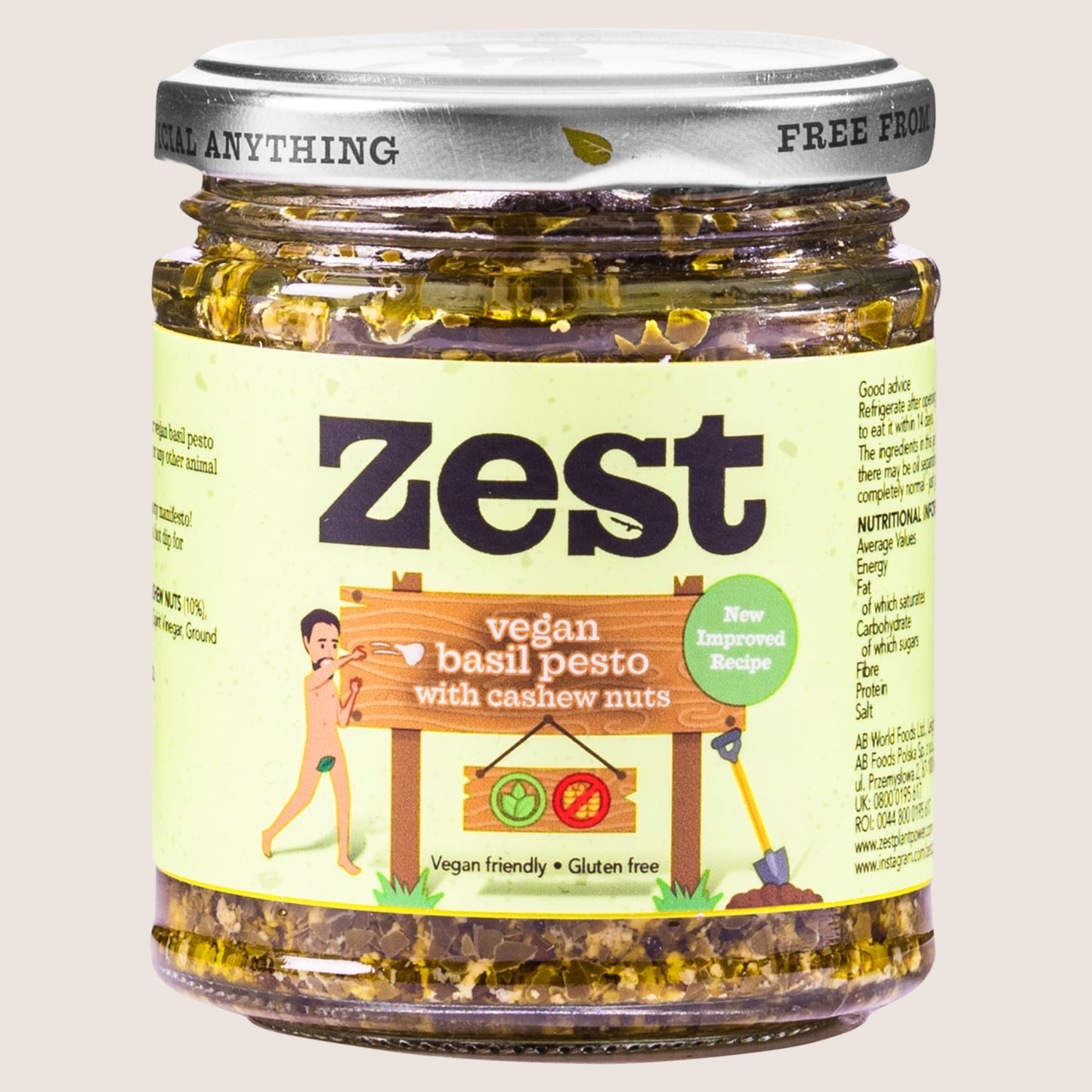 Zest Vegan Basil Pesto with Cashew Nuts Gluten Free 165g