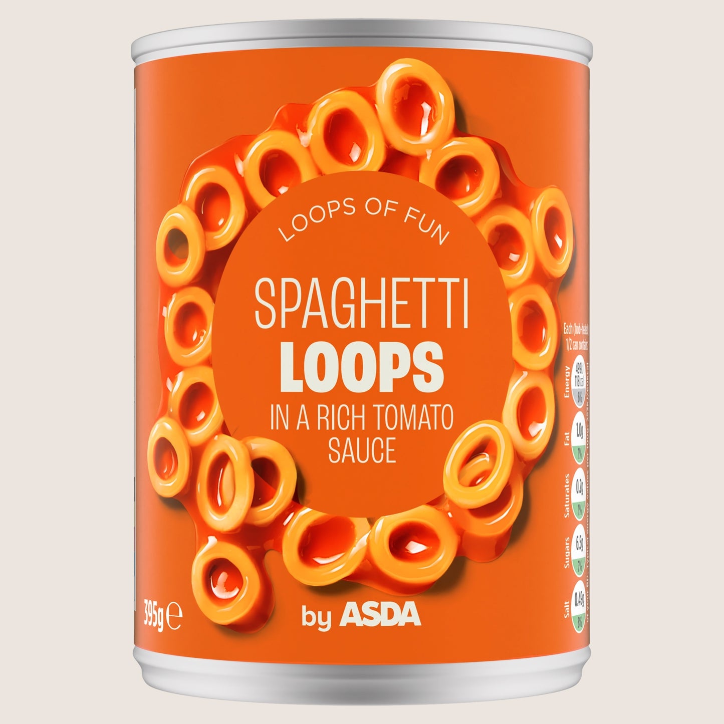 ASDA Spaghetti Loops in a Rich Tomato Sauce No Artificial Additives 395g