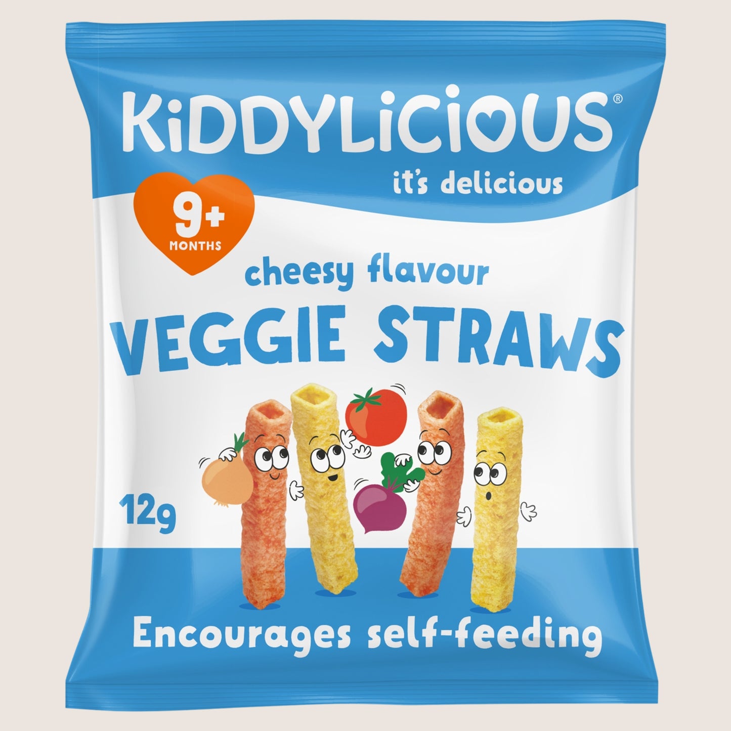 Kiddylicious Cheesy Flavour Veggie Straws 9+ Months No Artificial Additives 12g
