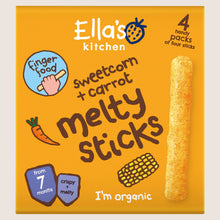 Ella's Kitchen Sweetcorn + Carrot Melty Sticks from 7 Months Gentle Formula 4 x 6g