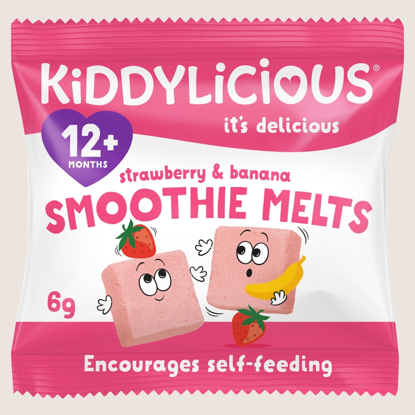 Kiddylicious Strawberry & Banana Smoothie Melts 12+ Months Vegan Friendly 6g