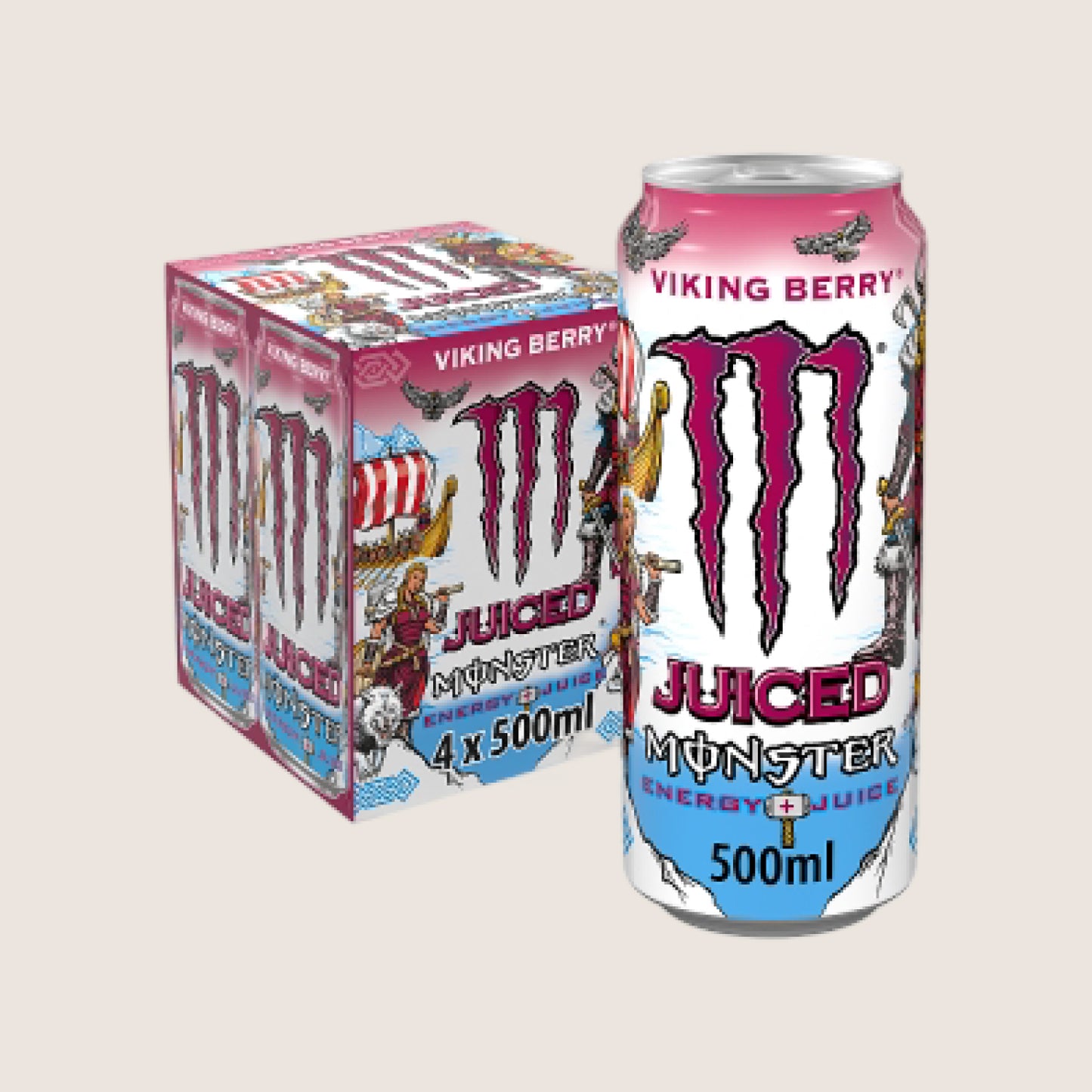 Monster Energy Drink Viking Berry Cans Refreshing 4 x 500ml