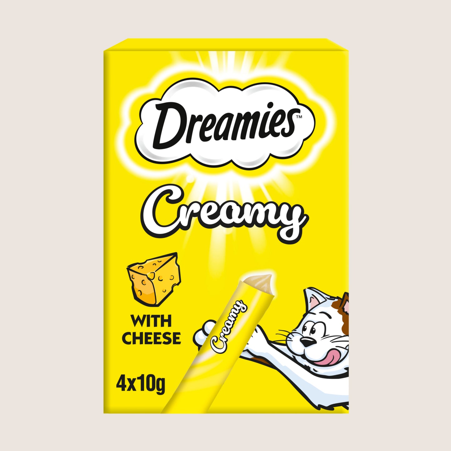 DREAMIES ™ Creamy Adult Cat & Kitten Treats with Delicious Cheese No Artificial Additives 4x10g