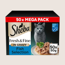 Sheba Fresh & Fine Adult Wet Cat Food Fish Collection Gravy Pouches With Taurine 50x50g