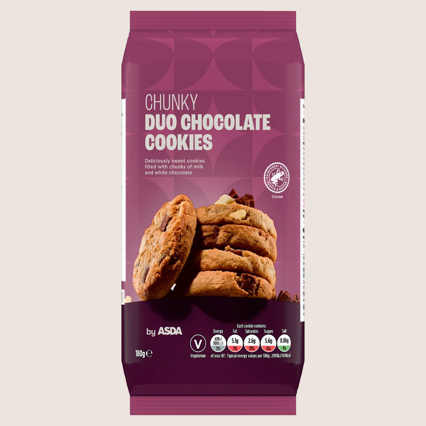 ASDA Chunky Duo Chocolate Cookies Chocolate 180g